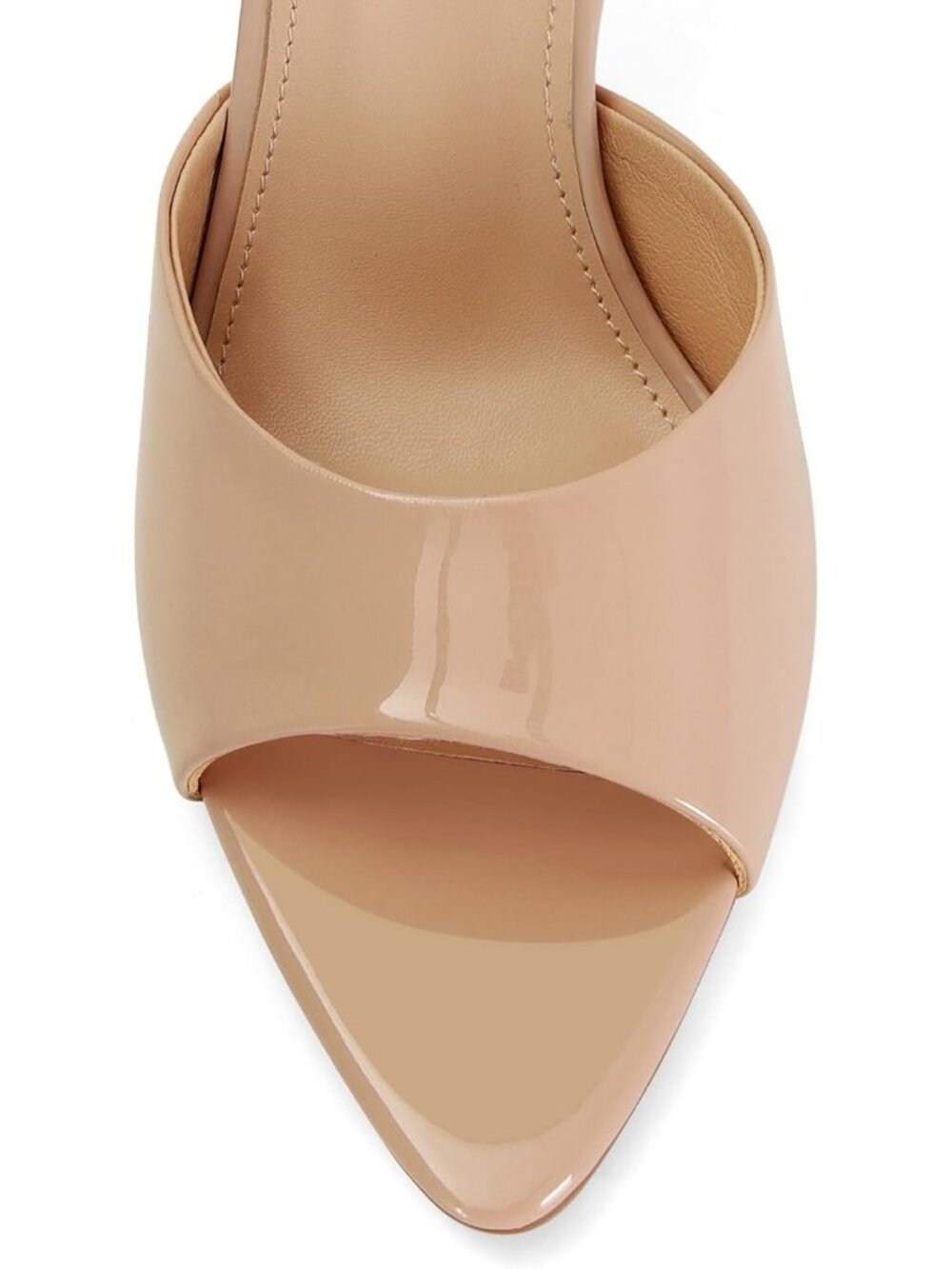 Women's Nude Leather Pointed Open Toe Mule High Heels Slingback Slip On Sandals - Picture 4 of 5